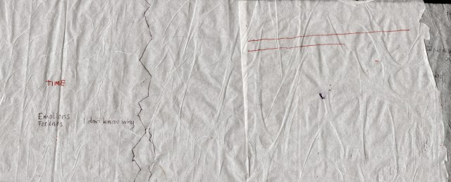 A concertina drawing on tissue that feels like skin....